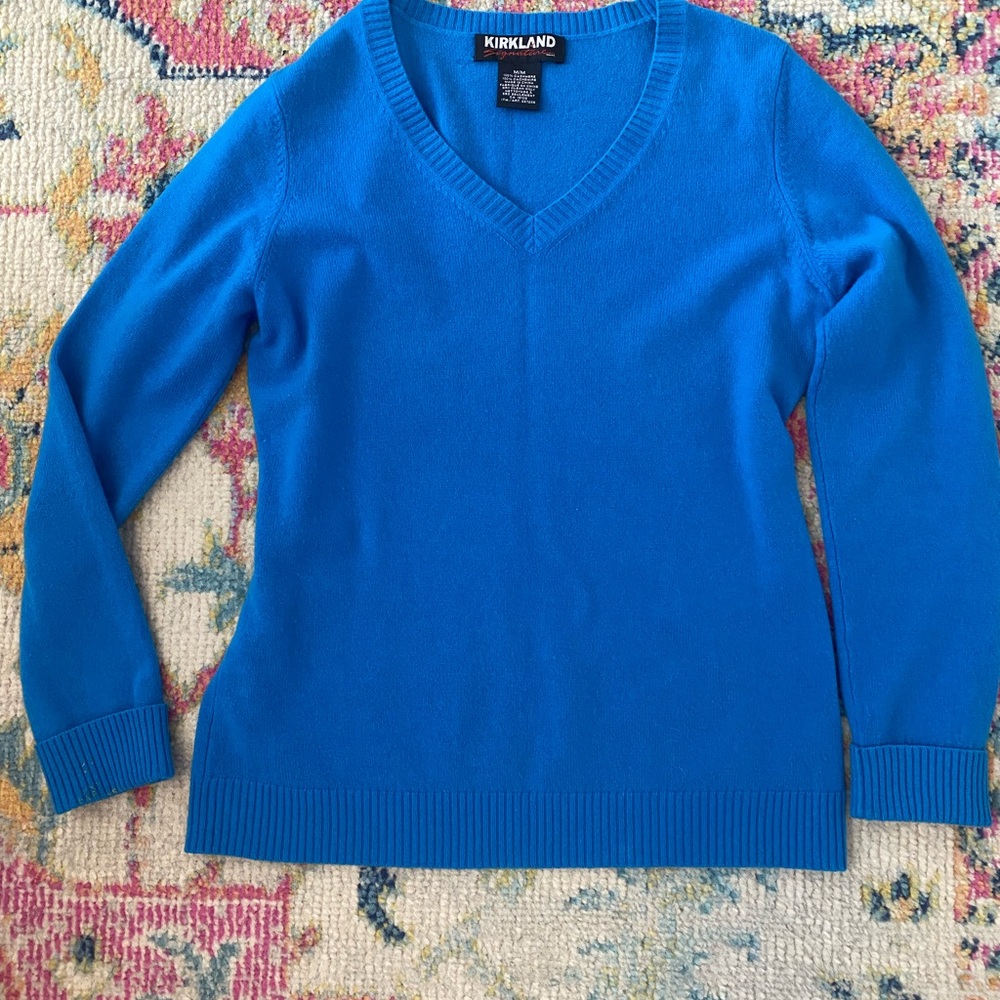 Kirkland Signature Women's V-Neck Sweater in Cobalt Blue